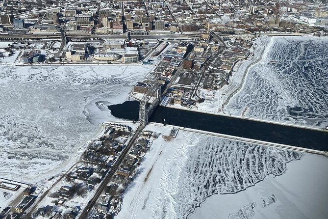 60-Mile Ultimate Helicopter Tour over Duluth and Lake Superior's North Shore - Port of Duluth and downtown from above