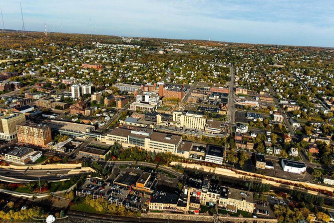 60-Mile Ultimate Helicopter Tour over Duluth and Lake Superior's North Shore - The Aerial Lift Bridge and Duluth harbor