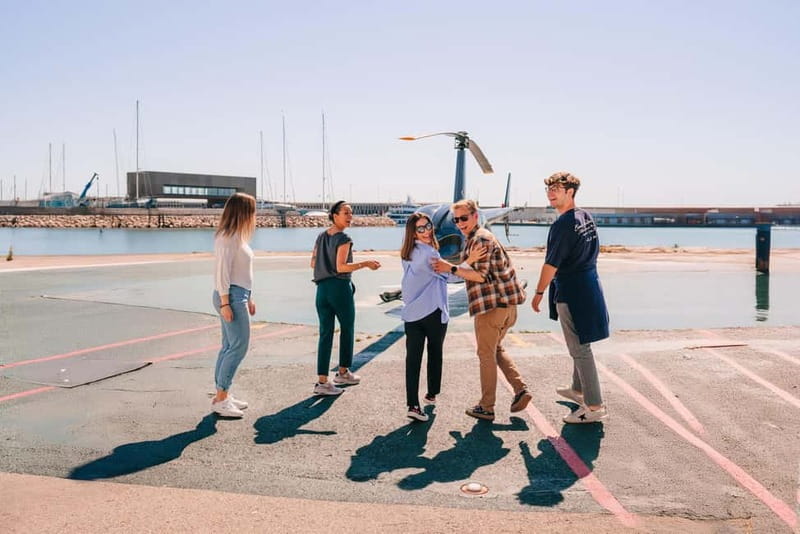 Barcelona: Helicopter, Boat Ride & Old Town Private Tour - Taking off from the Barcelona heliport