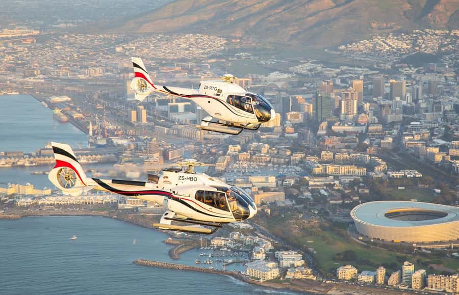 Cape Town: 20-Minute Helicopter Flight and Free Harbour Tour - Waiting beside the helicopters