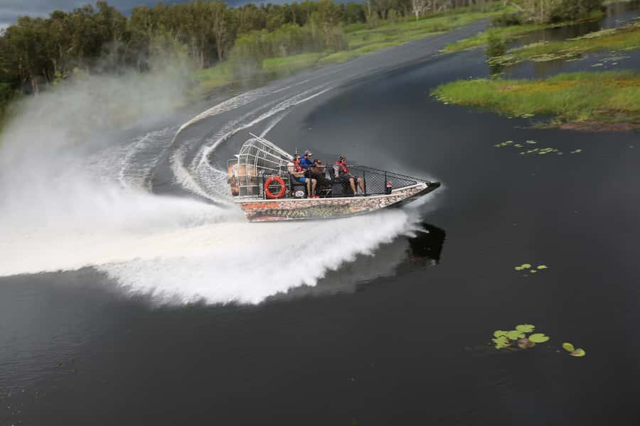 Darwin: Airboat Ride, Helicopter Flight, and Overnight Camp - Crocodile encounters at the lagoon pontoon