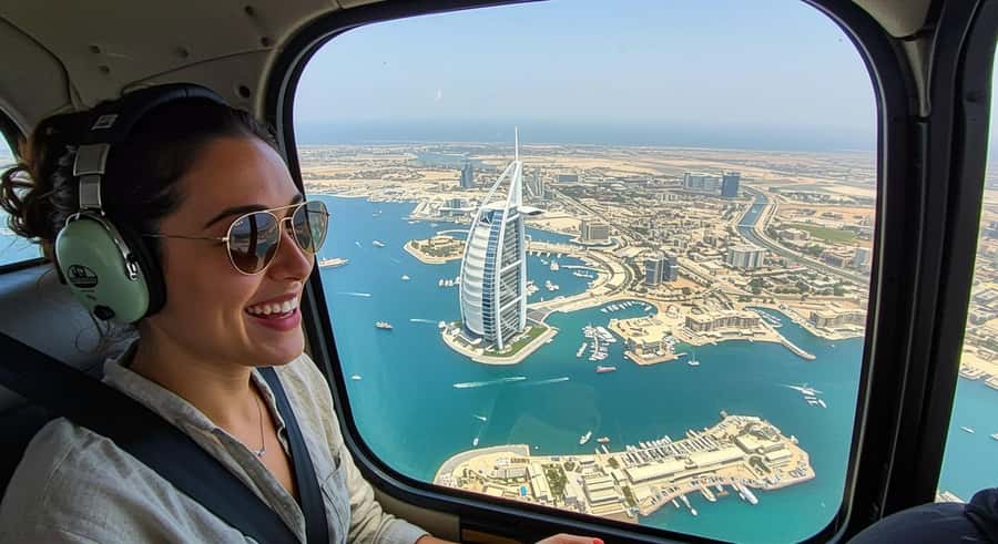 Dubai: Helicopter Ride, Old Town Walking Tour, Abra & Snacks - Crossing Dubai Creek by abra