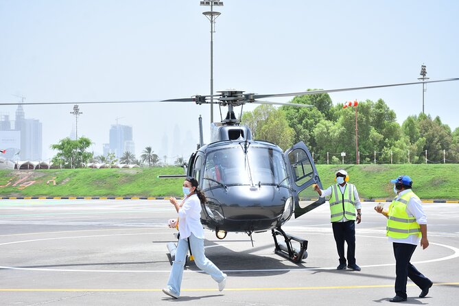Dubai Helicopter tour with both way Private transfers - Business Bay and the Dubai Canal