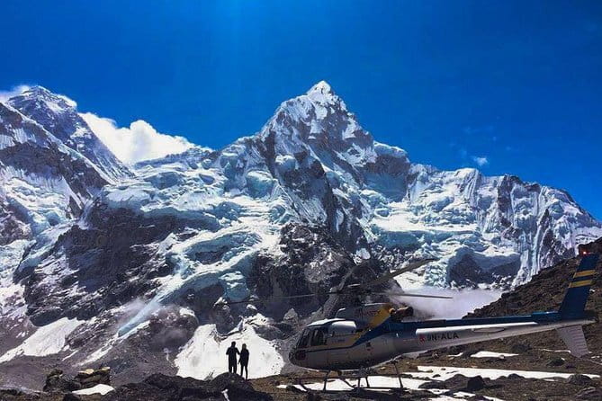 Everest Panorama Helicopter Tour - Flying over Kala Patthar toward Everest Base Camp
