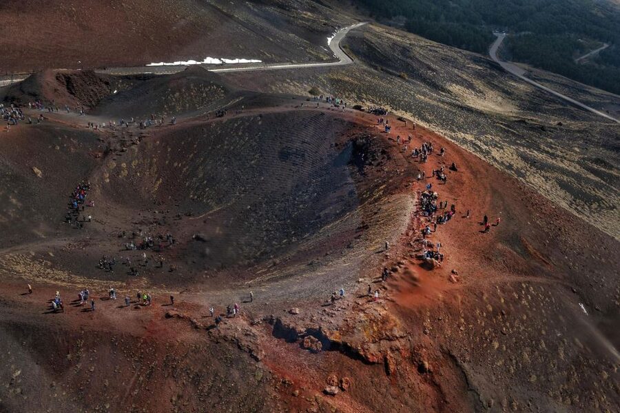 Fiumefreddo: Group Flight Helicopter Tour over Etna - The summit view at about 3,500 meters