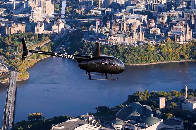 Fly over the City of Ottawa in a Helicopter - The Canadian Museum of History and Alexandra Bridge