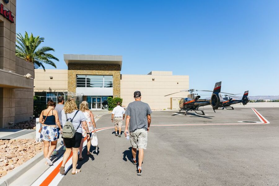 From Las Vegas: Grand Canyon Helicopter Tour with Champagne - Returning through red rock and the Bowl of Fire