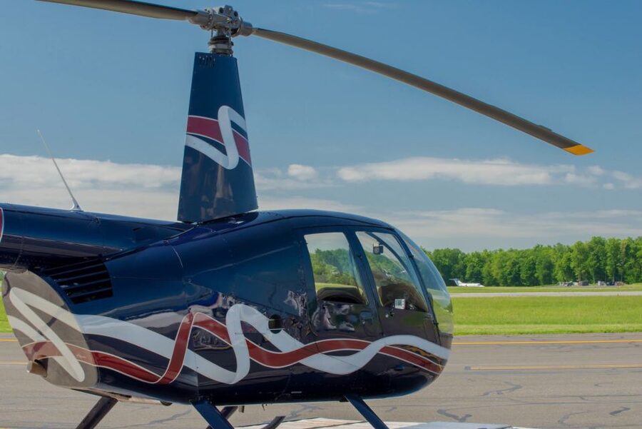 From Westchester: New York Helicopter Piloting Experience - Views over Westchester, the Hudson, and distant New York City