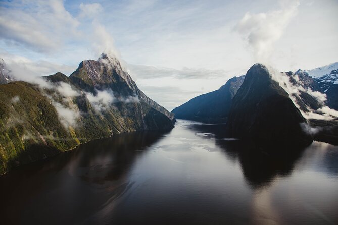 Glacier Galore Helicopter Scenic Flight from Milford Sound - Leaving Milford Sound beside Bowen Falls