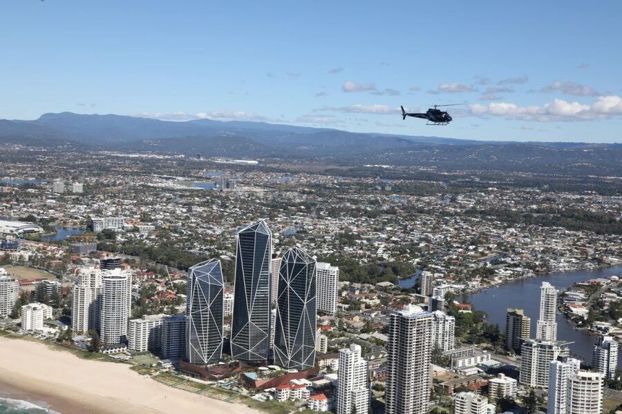 Gold Coast: Coastal City Scenic Helicopter Flight - South Stradbroke Island and the final city view