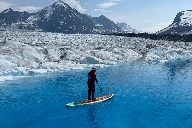 Helicopter and Glacier Paddle Boarding -PRIVATE - Walking on the ice with guides and micro-spikes
