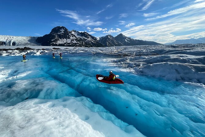 Helicopter and Glacier Paddle Boarding -PRIVATE - Paddle boarding on glacial meltwater