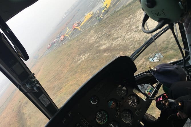 Landing Helicopter at Annapurna base camp from Pokhara tour - Flying north from Pokhara toward Annapurna