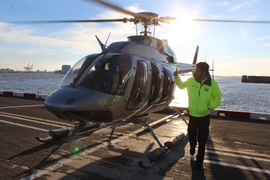 New Jersey: New York City Night Skyline Helicopter Tour - The Statue of Liberty and Ellis Island from above