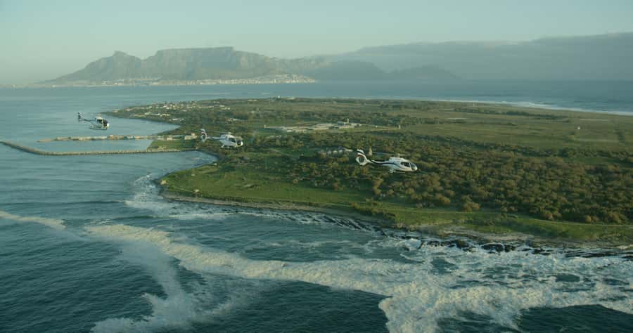 Robben Island By Air Scenic Helicopter Flight - Crossing the Atlantic toward the island