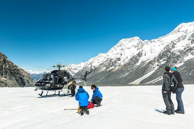 The Adventurer: Tasman Glacier Heli-hike - Landing high on the ice