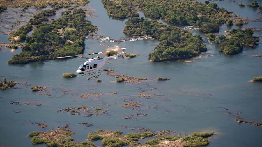 Victoria Falls:Explore the Zambezi Helicopter Experience - One flight, three very different Zambezi scenes