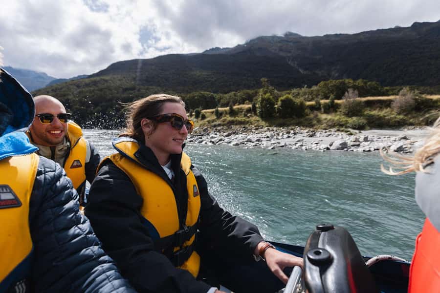 Wānaka: Heli Siberia - Helicopter Flight, Hike & Jet Boat - The Wilkin River Jets ride through beech forest